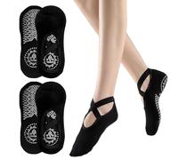 YAZWUR 2 Paio Calzini Antiscivolo Donna, Calze Yoga Antiscivolo per Pilates, Barre, Danza, Trampolino, Casa, Ospedale per Donna e Uomo