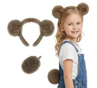 YAZWUR 2 Pezzi Set Fluffy Orso Bruno e Procione, Per Lavaggio del Viso, Feste in Maschera, Compleanni, Abbigliamento Quotidiano, Fotografia, Cosplay (Marrone)