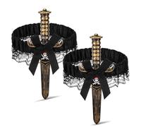 YAZWUR 2 pezzi Spada Pirata, Spada da Pirata con Fiocco, Accessori Pirata Donna, Appuntito Costume da Pirata Accessori da Donna, Donne Halloween Carnevale