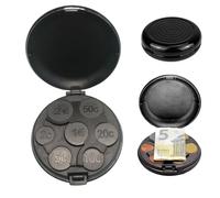 YAZWUR Porta Monete Rigido, Organizer per Monete da Collezione, Multifunzionale e Portatile, Piccola Scatola Rotonda per Monete (5 Monete per Scomparto) (Nero)