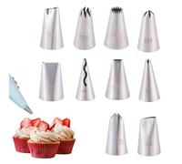 YAZWUR Set di 10 Beccucci per Sac a Poche Professionali, Beccucci Riutilizzabili in Acciaio Inox, Bocchette Decorative, Accessori per Decorare Cupcakes, Torte, Zeppole, Biscotti