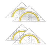 YAZWUR set di 4 squadrette multifunzionali ad alta precisione per disegno tecnico e geometria scolastica (trasparente) (15 cm)