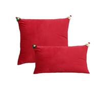 YB-FCJKPA Set of 2 Christmas Theme Throw Pillow Cover with Cute Xmas Hat, Soft Festivals Winter Cushion Case Decoration for Sofa Couch (Red)