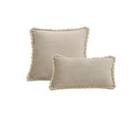 YB-FCJKPA Velvet Solid Cushion Covers with Pom Poms Fringe Set of 2, Soft Decorative Throw Pillow Covers Set Pillow Case for Couch Bed, Livingroom (Khaki)