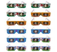 YB-OSANA Occhiali natalizi 3D, confezione da 12 pezzi, ologramma per le vacanze, trasformano le luci delle vacanze in immagini magiche - alberi di Natale, Babbo Natale, pupazzi di neve, fiocco di neve