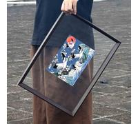 YBAAKZIIR Cornici per Collage, Double Sided Transparent Wooden Photo Frame for Specimens Display Multicolor Multiple Sizes(Black,[Outer Frame 52 * 52cm])