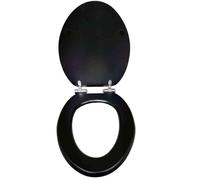 YBAAKZIIR Sedile del Bagno Morbido Chiuso, Sedile WC in Legno massello con Chiusura Ammortizzata e sgancio rapido, Cerniera Regolabile Multicolore 43x36/44x36cm(Black-v,44 * 36 cm)