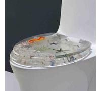 YBAAKZIIR Sedile del Bagno Morbido Chiuso, Sedile WC in Resina a sgancio rapido for Tipo V 150 kg 13-21 cm 36,5x42 cm(Style C)