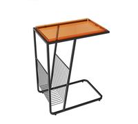 YBAAKZIIR Tavolino in acrilico, Tavolino a forma di C, tavolino laterale con contenitore, tavolino laterale piccolo for esterni con struttura in metallo(Black)