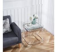 YBAAKZIIR Tavolino in acrilico, Tavolino da caffè piccolo in acrilico con struttura in acciaio inossidabile dorato, design alla moda(Silver eight Corners)