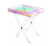 YBAAKZIIR Tavolino in acrilico, Tavolino in acrilico trasparente for divano, snack, caffè, laptop(Multi colored)