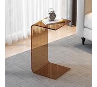 YBAAKZIIR Tavolino in acrilico, Tavolino laterale in acrilico piccolo for piccoli spazi, tavolino laterale trasparente a forma di U(Brown,H 65CM/25IN)