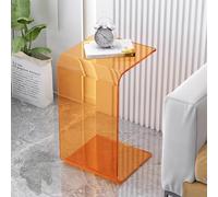 YBAAKZIIR Tavolino in acrilico, Tavolino laterale in acrilico piccolo for piccoli spazi, tavolino laterale trasparente a forma di U(Orange,H 55CM/26IN)