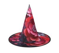 YBAOFU Cappello da strega da donna con guglia a punta pieghevole per decorazioni per feste di Halloween 1PCS - Fiori rossi