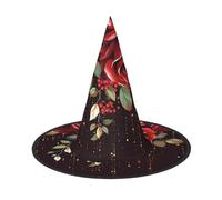 YBAOFU Cappello da strega da donna con guglia a punta pieghevole per decorazioni per feste di Halloween 1PCS - Rosa rossa floreale