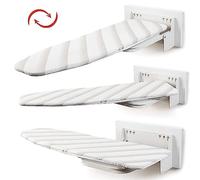 ybaymy - Piccolo asse da stiro pieghevole a parete, con copertura resistente al calore, girevole a 180°, fissaggio a parete, colore: bianco