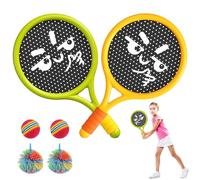 YBCCBY 2 Pz Racchetta da Spiaggia Tennis in Plastica,Racchetta da Tennis Divertente con 4 Pz Palline,Racchette Tennis Bambino Leggere,Racchette da Tennis/Badminton per Giochi da Allaperto Giardino