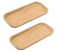 YBCCBY 2 Pz Vassoio Bamboo Rettangolare in Legno,Vassoio da Portata in Bambù,Piatti da Portata in Legno,Vassoio Decorativo Legno per Sottovaso,Torte,Tazze,Caffè (30 x 13 x 2cm)