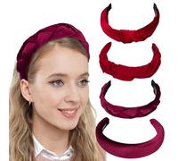 YBCCBY 4 Pz Cerchietto per Capelli in Velluto Intrecciato,Fascia Larga per Capelli Intrecciata,Cerchietti per Capelli con Nodo Intrecciato per Donne e Ragazze (4 Stili Diversi)