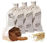 YBCCBY 4 Pz Sacchetti per Pane in Lino Foderati in Plastica, Portapane Con Coulisse 40 x 30 cm, Borsa per Alimenti, Stoffa per Frutta e Verdura