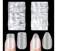 YBCCBY 600 Pz Tip Unghie Ricostruzione Corte,Unghie Finte Corte in Gel da 15 Misure,Unghie Finte Copertura Completa,Tip in Gel per Unghie Mandorla Corte per Saloni di Unghie Fai Da Te