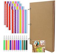 YBCCBY Album Fotografico Scrapbooking,Album di Ritagli Fai da te,Album con Copertina Rigida in Carta Kraft con 30 Fogli/60 Pagine,12 Penne Colorate e 4 Pz Adesivi per Foto (29 x 21cm)