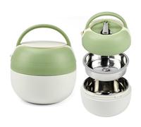 YBCCBY Contenitore Termico per Alimenti di Acciaio Inossidabile,Porta Pranzo Termico con Maniglia,Thermos per Alimenti,Portavivande Lunch Box Termico per Mantenere il Cibo Caldo e Freddo (Verde)