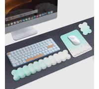YBCCBY Poggiapolsi a Forma di Nuvola,Tappetino Mouse Tastiera Ergonomico con Sottobicchieri,Poggiapolsi in Memory Foam con Antiscivolo Base per Ufficio, Casa, Giochi (Blu)