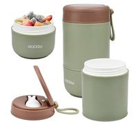 YBCCBY Porta Yogurt Termico,Contenitore Yogurt e Cereali,Tazza per Cereali a Doppio Strato,Bicchiere per Cereali To Go con Cucchiaio,Porta Cereali da Colazione Portatile per Porridge, Avena