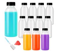 YBCPACK Confezione da 12 bottiglie vuote in plastica con coperchio, 500 ml, resistenti al calore, riutilizzabili, per bevande calde e fredde, acqua, succhi di frutta, latte, frullati, zenzero