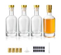 YBCPACK Confezione da 4 Bottiglie di Vetro Piccole, 200ml, Riutilizzabili, Perfette per Liquori, Grappa, Latte di Uovo, Succhi