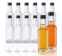 YBCPACK Set 12 Bottiglie Vuote da 50 ml in Vetro con Coperchio e Imbuto - Mini Contenitori per Shot, Zenzero, Tequila, Liquori, Whisky