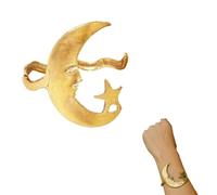 YBDADOEH Bracciale Aperto con Motivo a Stella e Luna, Braccialetto Star Moon, Adatto a Polsi di Diverse Dimensioni, Braccialetto Star Moon Journey, è Il Regalo Perfetto for un'amica.(Gold)