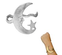YBDADOEH Bracciale Aperto con Motivo a Stella e Luna, Polsino con Luna e Stella: Dove la magia Celeste incontra l'artigianato Terreno, è l'accessorio Perfetto for un'amica.(Silver)