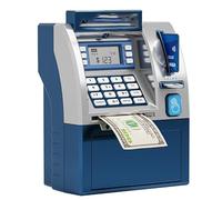YBDADOEH Salvadanaio Intelligente Tenkaybox ATM, cassaforte Intelligente for Bambini, salvadanaio interattivo ATM con Carta di debito, Alimentatore di Banconote, riconoscimento Monete,(Blue)