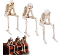 YBDADOEH Simulazione di Camino di Halloween, Combinazione di Teschi, Statuette da Collezione Vedi/Senti/Non Parlare Male, Statuette di scheletri Horror in Resina,(D)