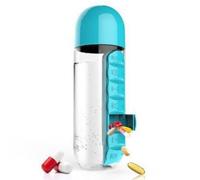 YBDADOEH Tazza l'acqua 2 in 1 con Scatola medicinali, Bottiglia di idratazione a Prova di perdite con portapillole settimanale, Adatta for Viaggi all'aperto e Lavoro Quotidiano(Blue)