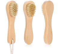 YBEATY 3 mini spazzole asciutte con setole naturali per la pulizia del viso con manico in legno, setole piccole per la cura della pelle del viso, esfoliante per la cura della pelle morbida e liscia
