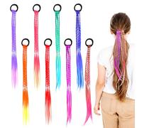 YBEATY 8 extension colorate per capelli con elastici colorati trecce arcobaleno code di cavallo intrecciate accessori per il giorno per donne feste in evidenza Cosplay Dress Up Festival Shimmer