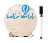 YBEATY Segnale di annuncio del bambino 15,9 cm in legno Hello World Segni per neonati Targhe con nome del bambino Targhe per annuncio di nascita Penna Mongolfiera Bianca Nuvola Neonata Cartello di