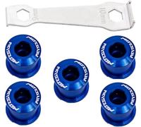 YBEKI Bulloni Corona Bici Professionale 7075-T651 Lega Aeronautica | Kit Completo con Chiave Termica | 4.9mm Monocorona & 6.4mm Bicorona | 5 Colori Anti-corrosione | Compatibile MTB/Strada/BMX