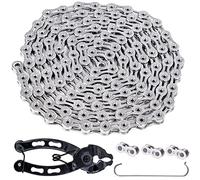 YBEKI Catena per bicicletta a 11 velocità, 1/2 x 11/128, 116 maglie con lucchetto a catena e 3 paia di lucchetti