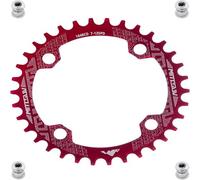 YBEKI Corona Bici 104BCD 32-52T | Alluminio Aeronautico 7075-T6 CNC | Design Narrow-Wide Anti-Caduta | Compatibile 8-11V MTB/Road | Rotonda/Ovale | Nero/Rosso