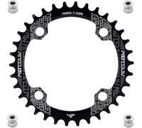YBEKI Corona Bici 104BCD 32-52T | Alluminio Aeronautico 7075-T6 CNC | Design Narrow-Wide Anti-Caduta | Compatibile 8-11V MTB/Road | Rotonda/Ovale | Nero/Rosso