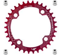 YBEKI Corona Bici 104BCD 32-52T | Alluminio Aeronautico 7075-T6 CNC | Design Narrow-Wide Anti-Caduta | Compatibile 8-11V MTB/Road | Rotonda/Ovale | Nero/Rosso