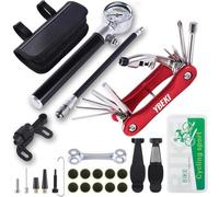 YBEKI Kit di Riparazione per Pneumatici Bici con Mini Pompa 210PSI e Multitool 10-in-1 | Include Smontacatena, Toppe Senza Colla, Levapneumatici e Borsa Portatile | Per Bici da Strada, MTB e BMX