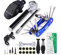 YBEKI Kit di Riparazione per Pneumatici Bici con Mini Pompa 210PSI e Multitool 10-in-1 | Include Smontacatena, Toppe Senza Colla, Levapneumatici e Borsa Portatile | Per Bici da Strada, MTB e BMX