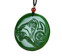 YBGCRD 1pc Moda Verde Totem Modello Giada Ciondolo Collana Intagliato A Mano Degli Uomini e delle Donne Dei Monili Neckwear Maglione Gioielli