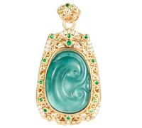 YBGCRD Autentica giada naturale blu acqua Ruyi rame placcato oro con ghiaccio intarsiato giada ciondolo per le donne, collana alla moda