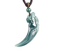YBGCRD Autentica giadeite birmana blu acqua drago dente ciondolo intagliato a mano giada ghiaccio collana per uomini e donne moda regalo di lusso